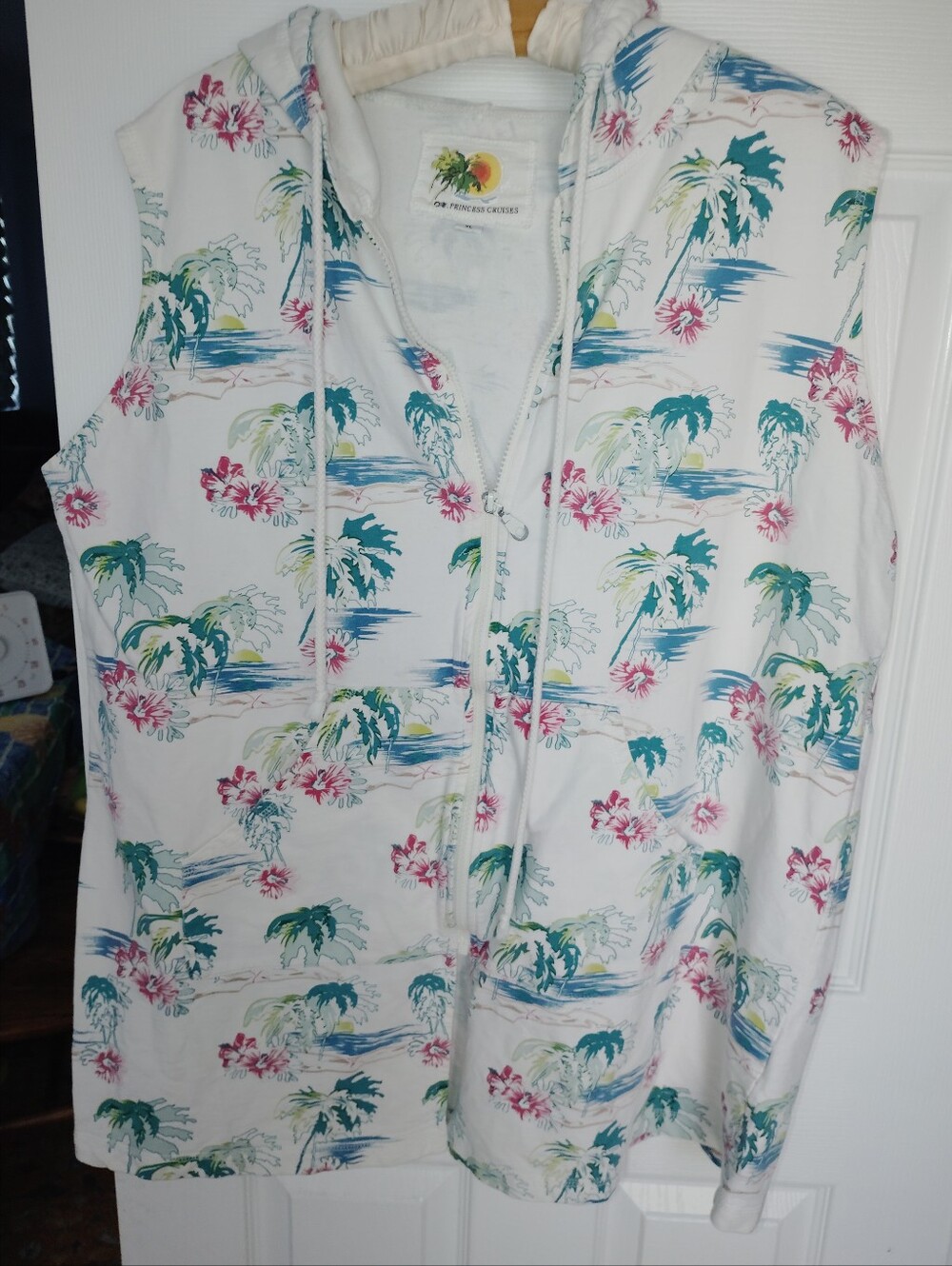 Cream Tropical Zip Hoodie Dress MiNi with Hawaiian Cover Up